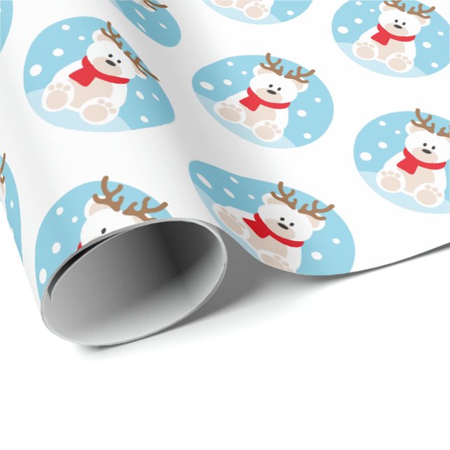 Papel de embrulho de Natal de urso polar fofo das  (Ponta do rolo)