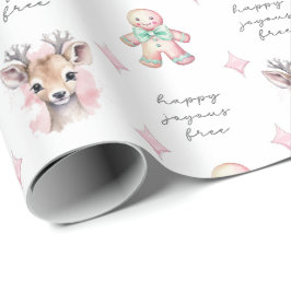 Papel de embrulho de Natal de veado fofo sobriedad