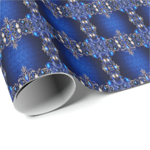 Papel de embrulho de Natal decorativo azul