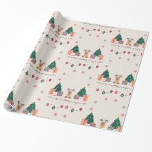 Papel de embrulho de Natal desenhado à mão em rolo