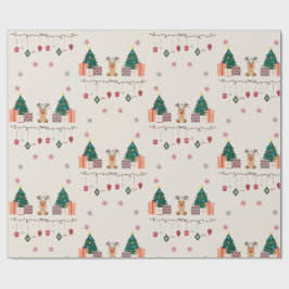 Papel de embrulho de Natal desenhado à mão em rolo