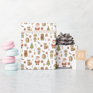 Papel de embrulho de Natal desenhado à mão em rolo