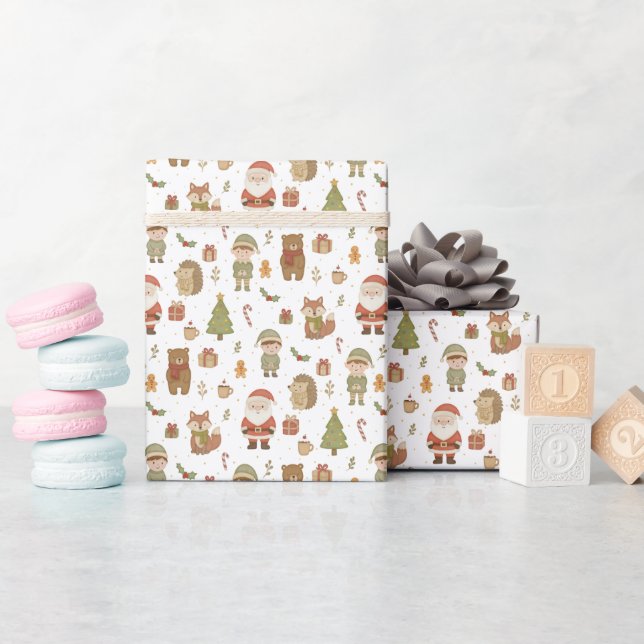 Papel de embrulho de Natal desenhado à mão em rolo (Chá de bebê)