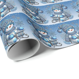 Papel de embrulho de Natal do boneco de neve desli