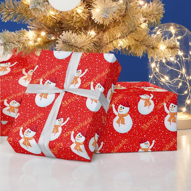 Papel de embrulho de Natal do boneco de neve feliz (Feriados)