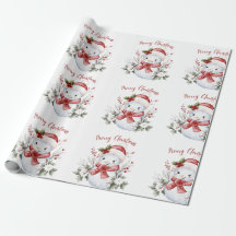 Papel de embrulho de Natal do boneco de neve festi
