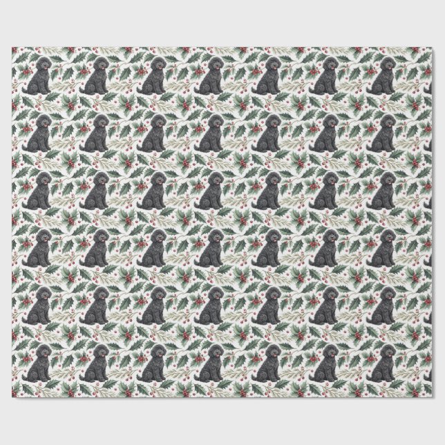 Papel de embrulho de Natal do cão de água portuguê (Aberto)
