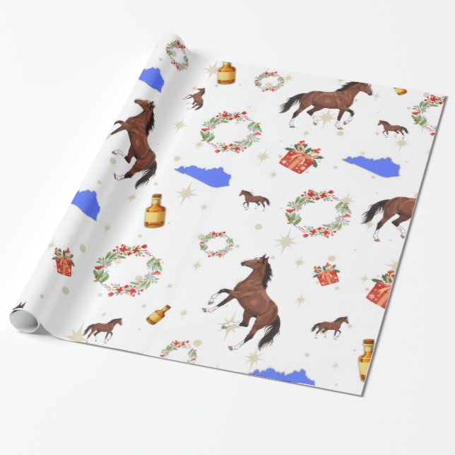 Papel de embrulho de Natal do cavalo de Kentucky (Desenrolado)