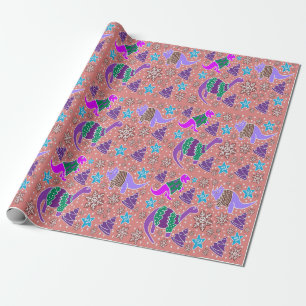 Papel de embrulho de Natal do Dinossauro Roxo