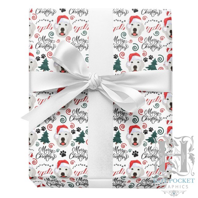 Papel de embrulho de Natal do Grande Pirineu (Criador carregado)