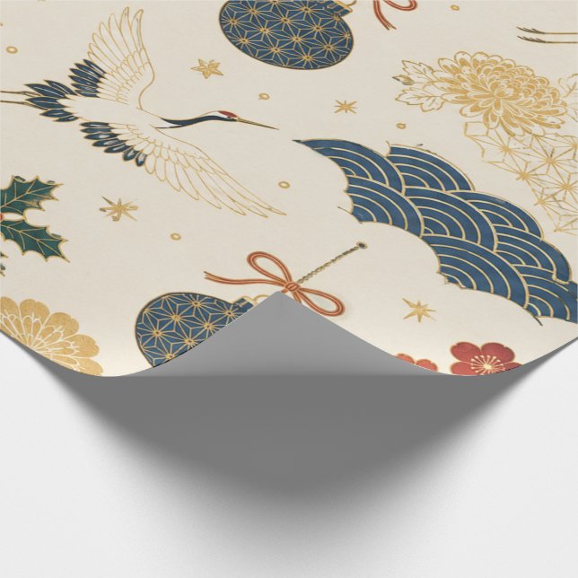 Papel de embrulho de Natal do Grou Japonês (Ponta)