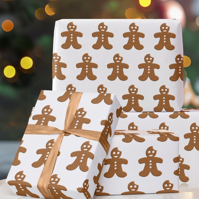 Papel de embrulho de Natal do homem de biscoito de (Fun and festive gingerbread men wrapping paper just for you)
