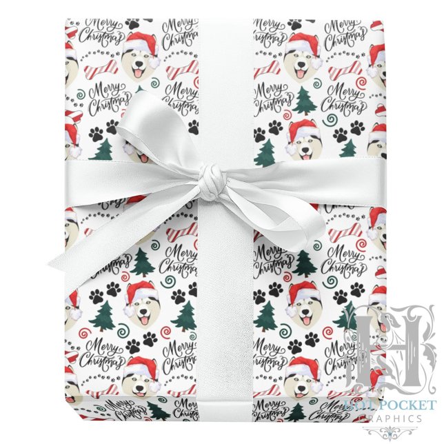 Papel de embrulho de Natal do Husky Siberiano (Criador carregado)