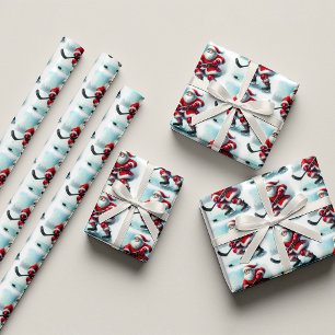 Papel de embrulho de Natal do jogador de hóquei Pa
