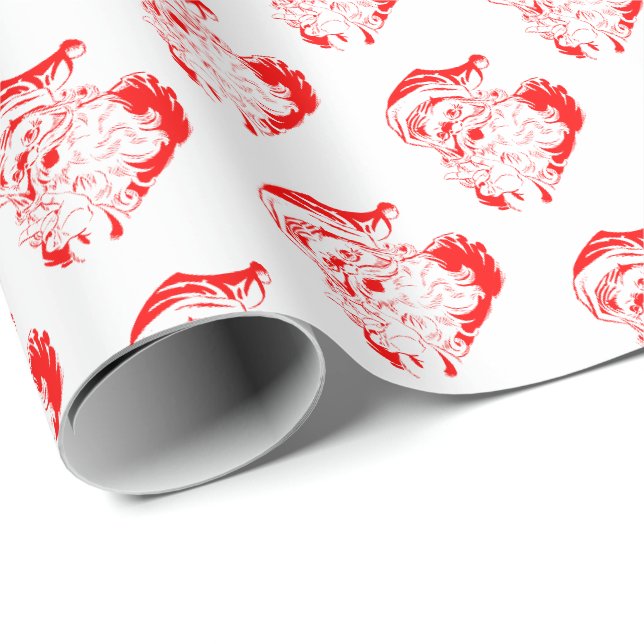 Papel de embrulho de Natal do Papai Noel Clássico (Ponta do rolo)