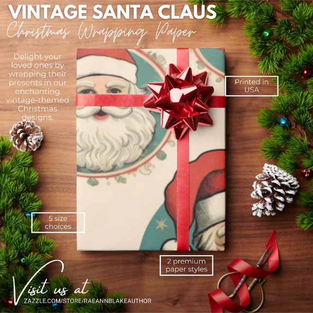 Papel de embrulho de Natal do Papai Noel retrô (Criador carregado)