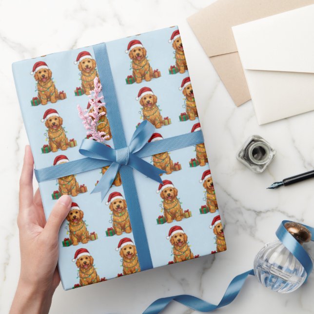 Papel de embrulho de Natal do Retriever Dourado Am (Presentear)