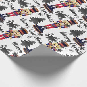 Papel de embrulho de Natal do soldado quebra-nozes