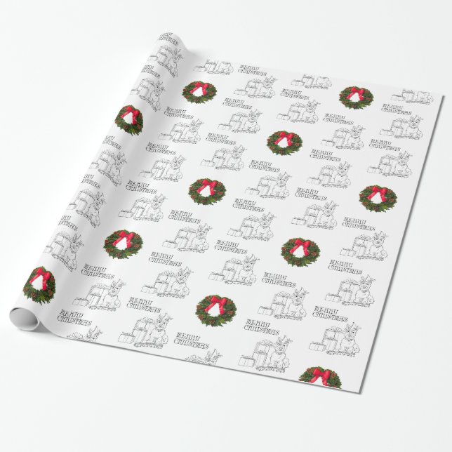 Papel de embrulho de Natal do Terrier Escocês (Desenrolado)