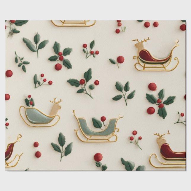 Papel de embrulho de Natal e Holly | Festiv (Barra)