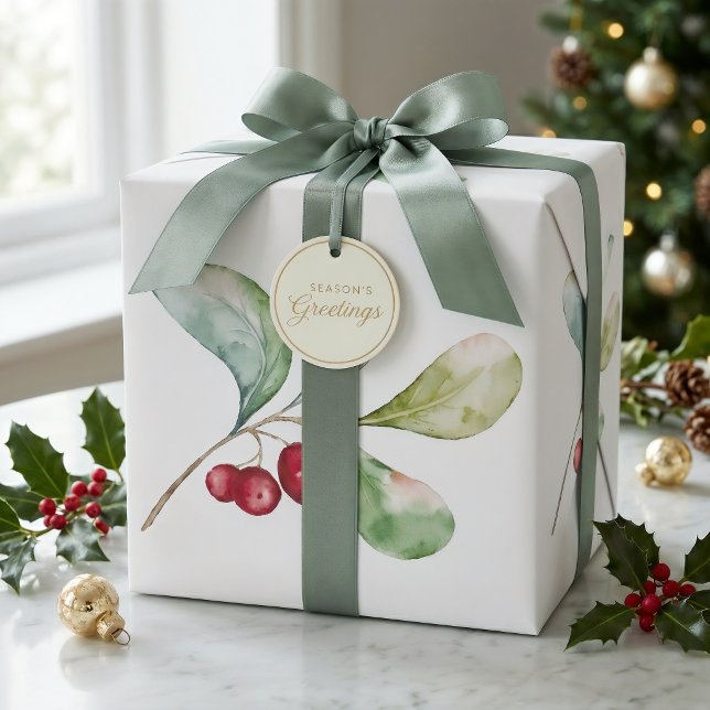 Papel de embrulho de Natal elegante com azevinho e (Criador carregado)