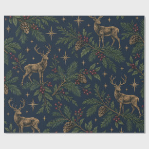 Papel de embrulho de Natal elegante com cervos da