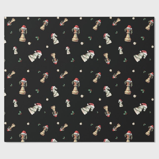 Papel de embrulho de Natal elegante de xadrez em f (Aberto)