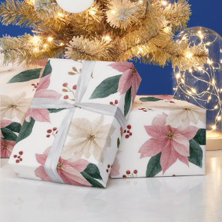 Papel de embrulho de Natal Elegante Poinsettia Ros