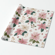 Papel de embrulho de Natal Elegante Poinsettia Ros