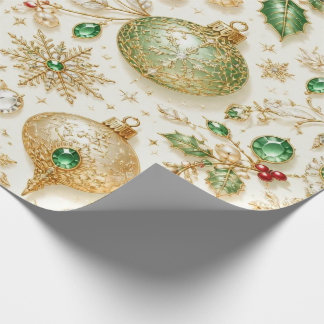 Papel de embrulho de Natal Elegante Verde Dourado