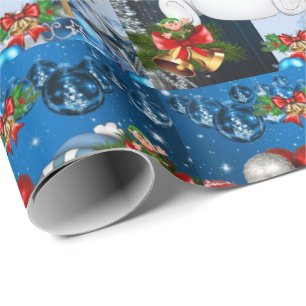 Papel de embrulho de Natal Elfo Boneco de neve