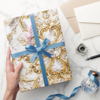 Papel de embrulho de Natal em filigrana dourada de