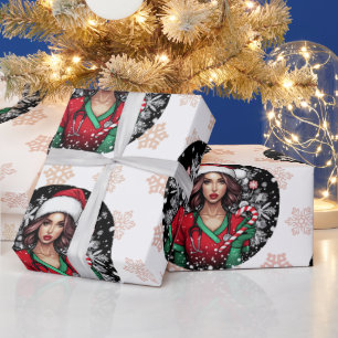 Papel de embrulho de Natal enfermeira chic férias