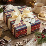 Papel de embrulho de Natal Fair Isle Nórdico<br><div class="desc">Embrulhe presentes com um estilo nórdico de Natal aconchegante com este papel de embrulho de Natal inspirado em Fair Isle, apresentando motivos clássicos de tricô escandinavo em tons festivos de vermelho, creme e azul-marinho profundo. Inspirado em padrões tradicionais de suéteres de inverno e tecidos de Natal retrô, este design traz...</div>