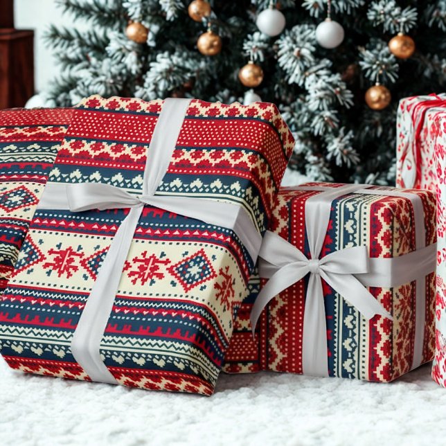 Papel de embrulho de Natal Fair Isle Nórdico (Criador carregado)