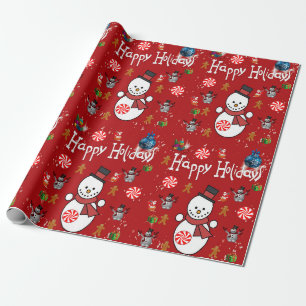Papel de embrulho de Natal Feliz Natal Boneco de n