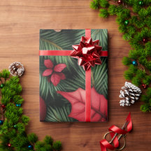 Papel de embrulho de Natal Festivo Holly & Pine