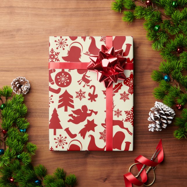 Papel de embrulho de Natal festivo padrão RusticRe (Presente de Natal)