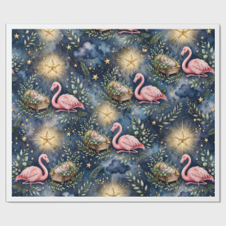 Papel de embrulho de Natal Flamingo Silent Night R