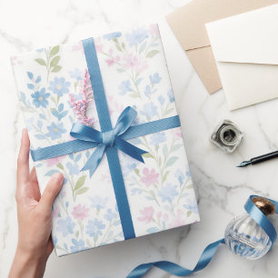 Papel de embrulho de Natal floral em pastel suave
