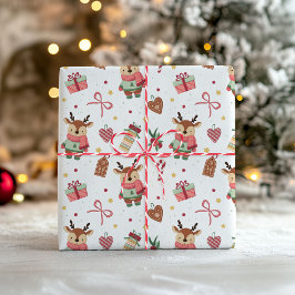 Papel de embrulho de Natal fofo com um cervo bebê 