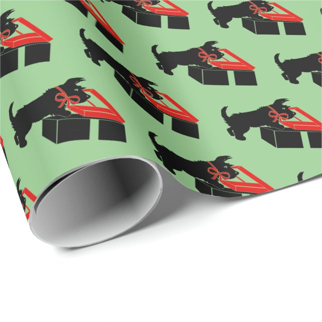 Papel de embrulho de Natal fofo do cachorro Scotti (Ponta do rolo)
