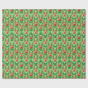 Papel de embrulho de Natal fofo - Veados, árvores 