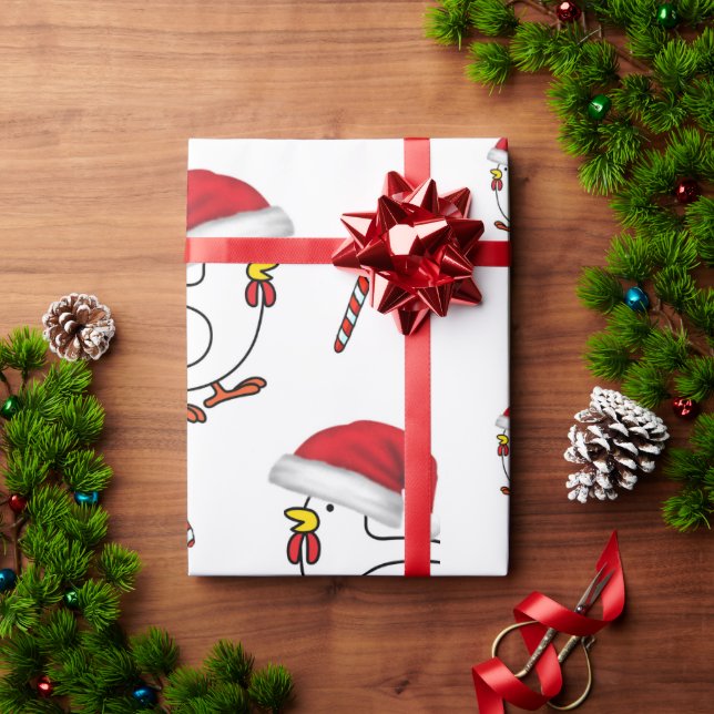 Papel de embrulho de Natal Frangos (Presente de Natal)
