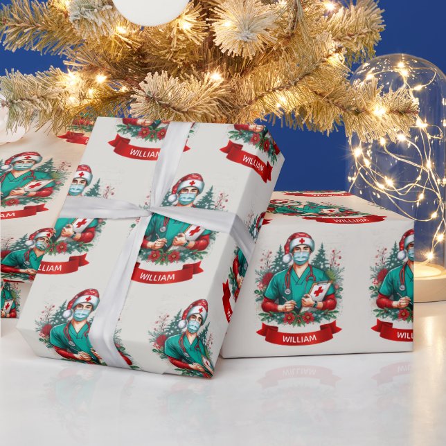 Papel de embrulho de Natal Frontline Holiday Hero (Feriados)