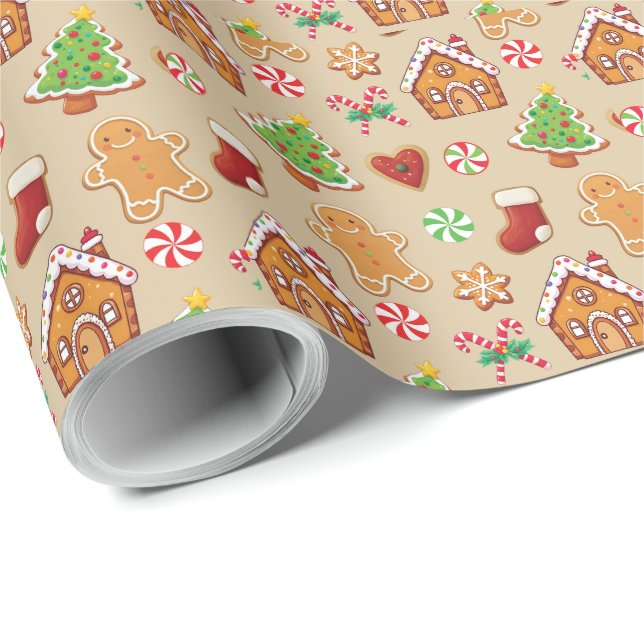 Papel de embrulho de Natal Gingerbread Baby (Ponta do rolo)