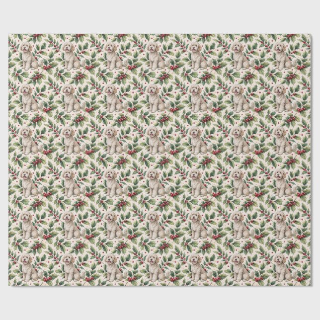 Papel de embrulho de Natal Goldendoodle (Aberto)