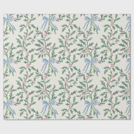 Papel de embrulho de Natal Holly Vine e Laço Azul 