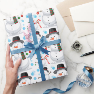 Papel de embrulho de Natal Homem de Neve Congelado
