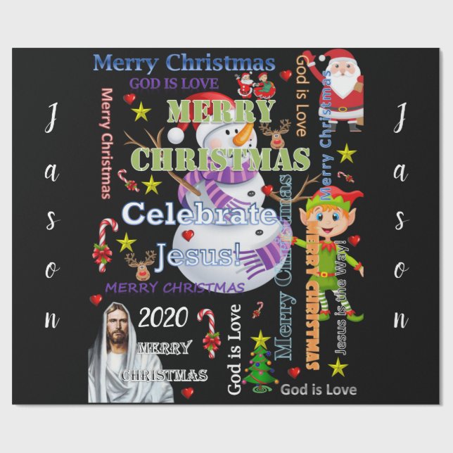 Papel de embrulho de Natal Jesus Papai Noel 2020 (Aberto)